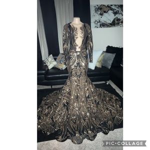 Custom made Gold and black Prom dress